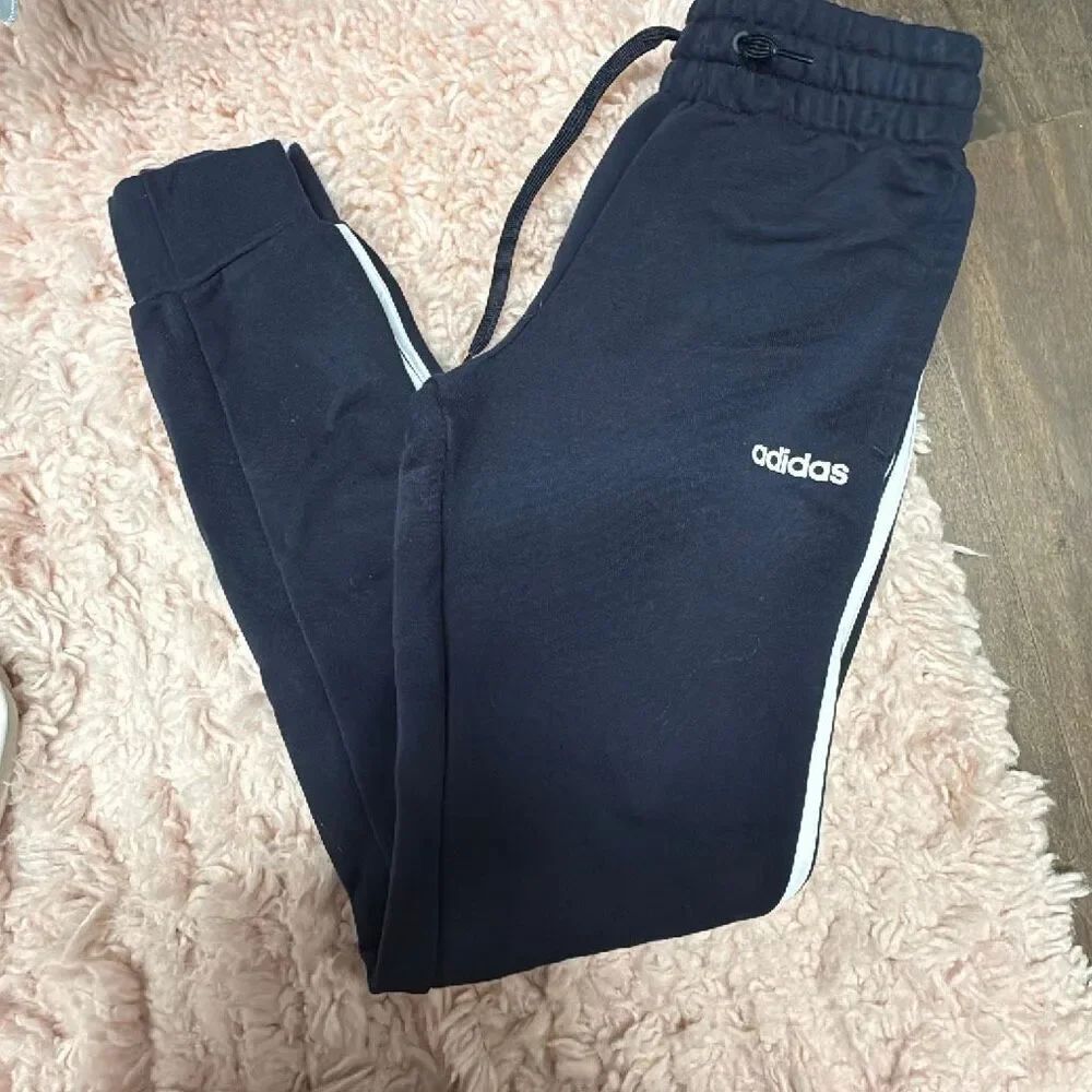 Adidas tricot 3-stripe navy jogger pants size XS (UK 4-6)